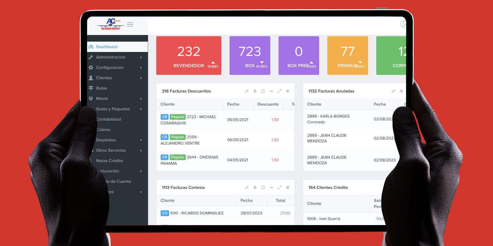 Mockup del sistema de courier ACLOGISTIC