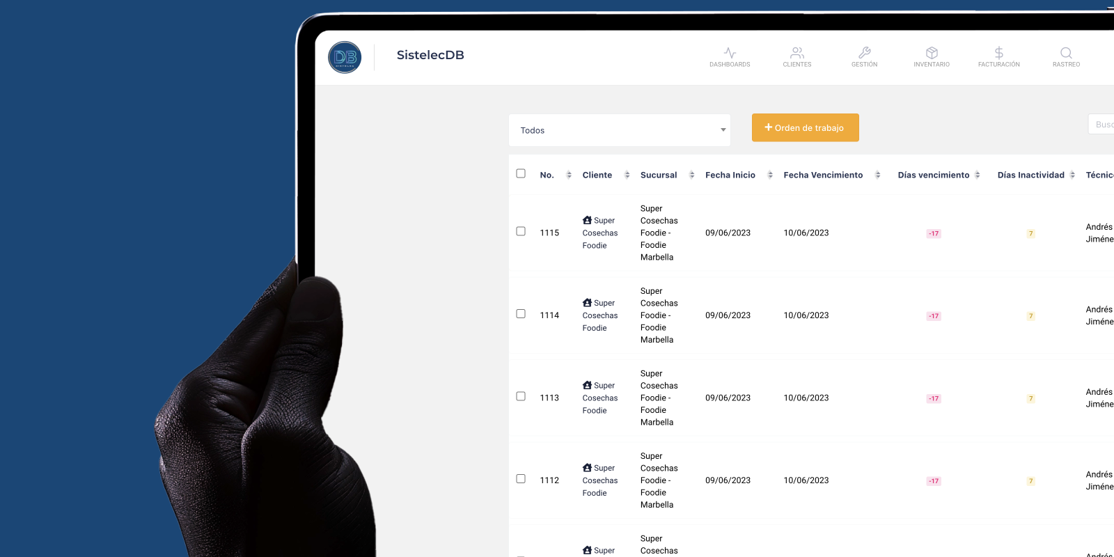 Mockup del sistema de mantenimiento de refrigeración SistelecDB